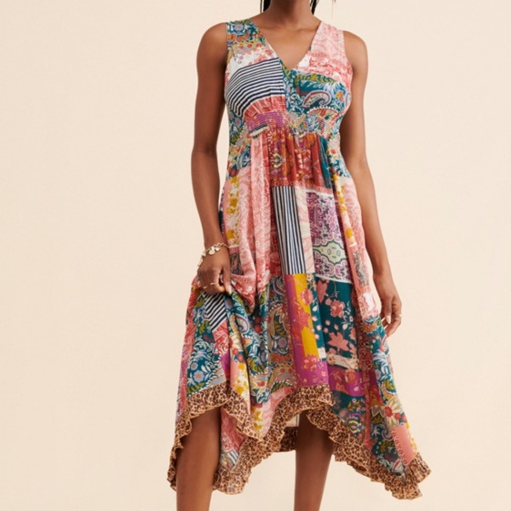 Anthropologie Margaux Midi Patchwork Dress